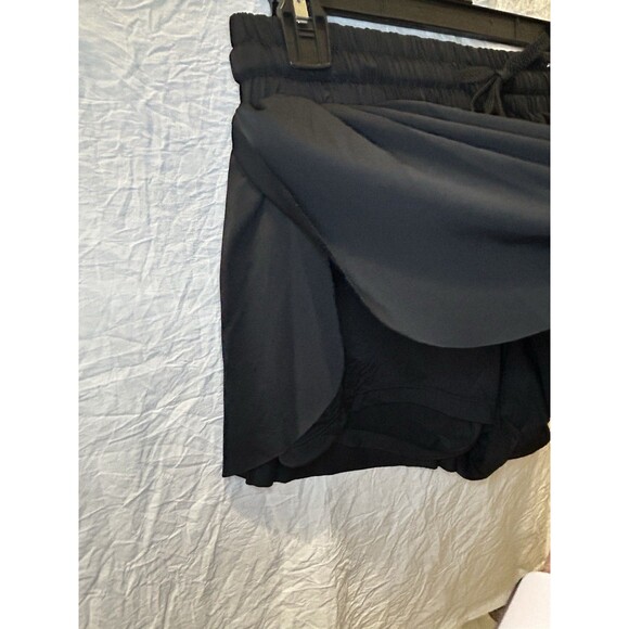Luogongzi 2 in 1 Flowy Running Lined Shorts Women Size M  Black Drawstring - Picture 5 of 8